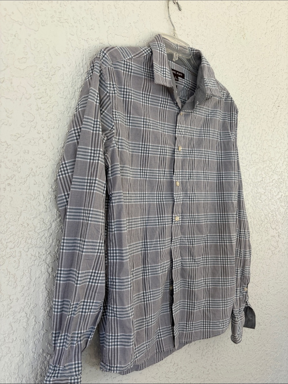 Michael Kors Men's Gray Plaid Dress button down Shirt slim fit size M - Picture 4 of 9